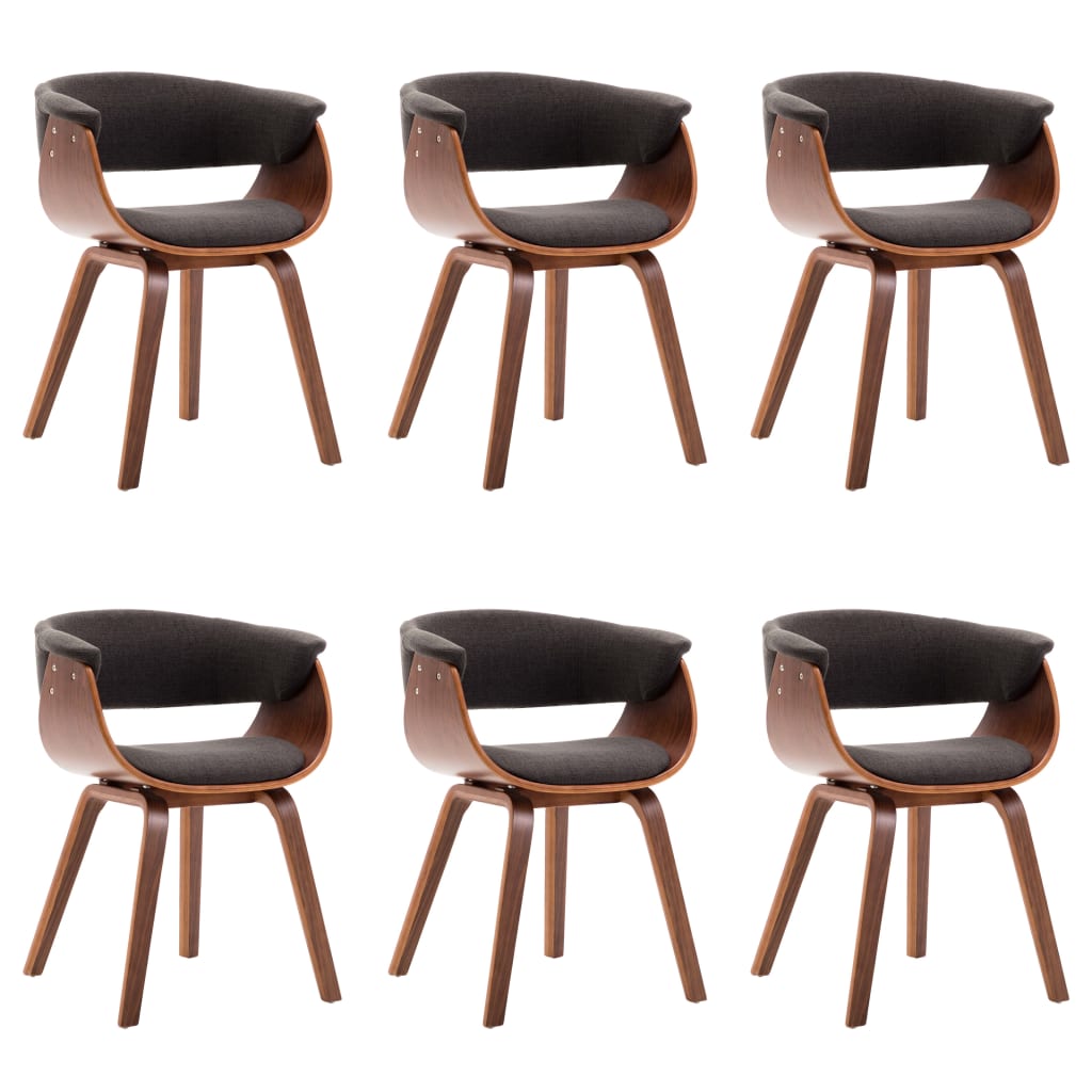 Sedie da Pranzo 6 pz Legno Curvato e Tessuto Grigio | homemem39