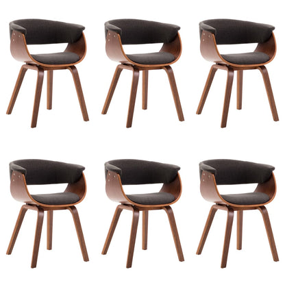 Sedie da Pranzo 6 pz Legno Curvato e Tessuto Grigio | homemem39