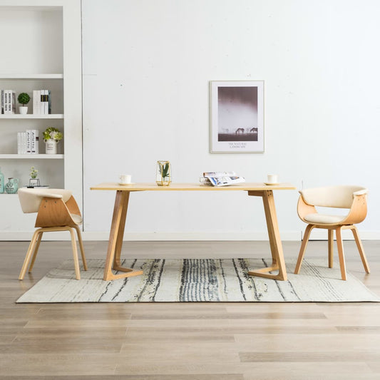 Sedie da Pranzo 2 pz in Legno Curvato e Similpelle Crema | homemem39