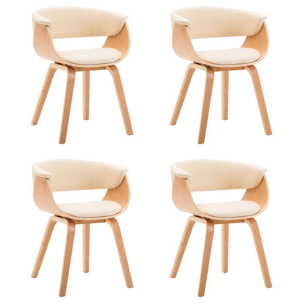 Sedie da Pranzo 4 pz in Legno Curvato e Similpelle Crema | homemem39