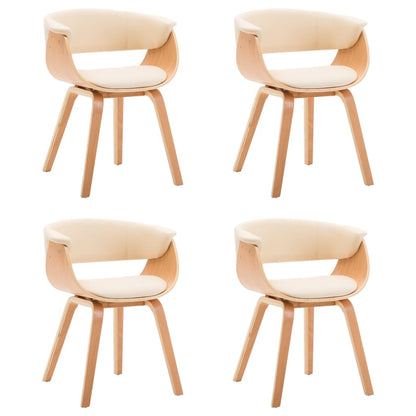 Sedie da Pranzo 4 pz in Legno Curvato e Similpelle Crema | homemem39