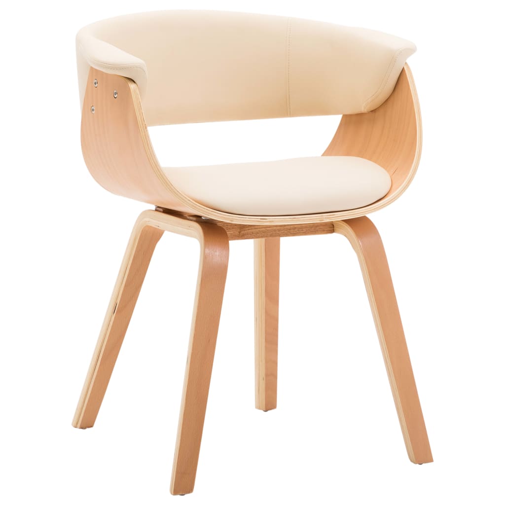 Sedie da Pranzo 4 pz in Legno Curvato e Similpelle Crema | homemem39