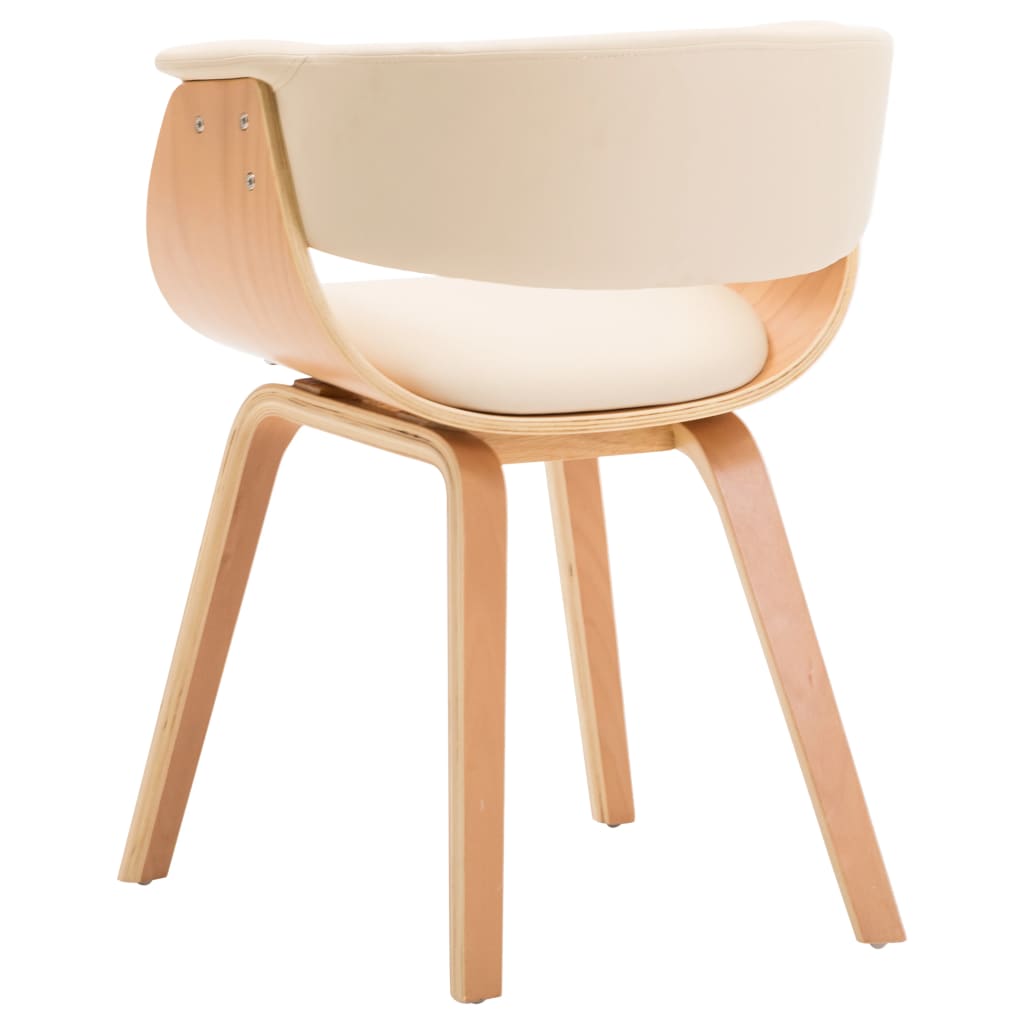 Sedie da Pranzo 4 pz in Legno Curvato e Similpelle Crema | homemem39