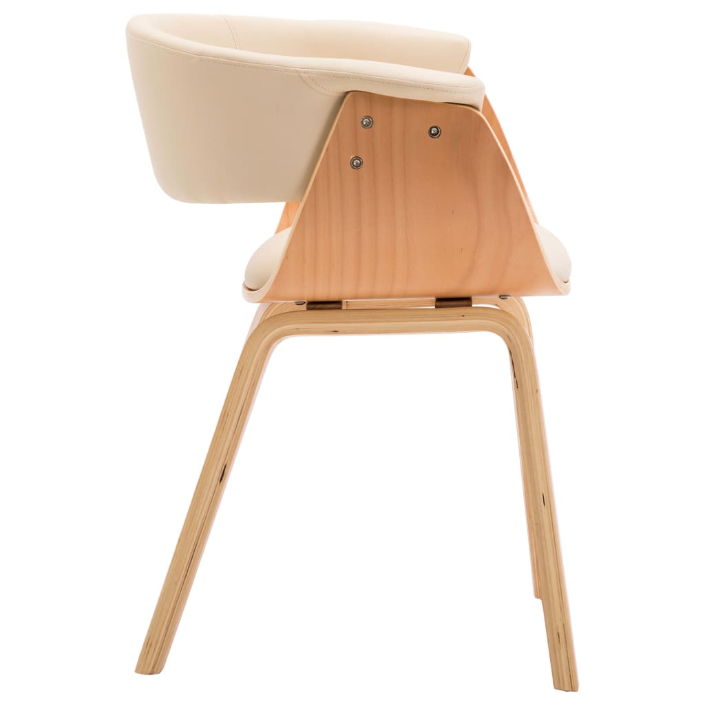 Sedie da Pranzo 4 pz in Legno Curvato e Similpelle Crema | homemem39