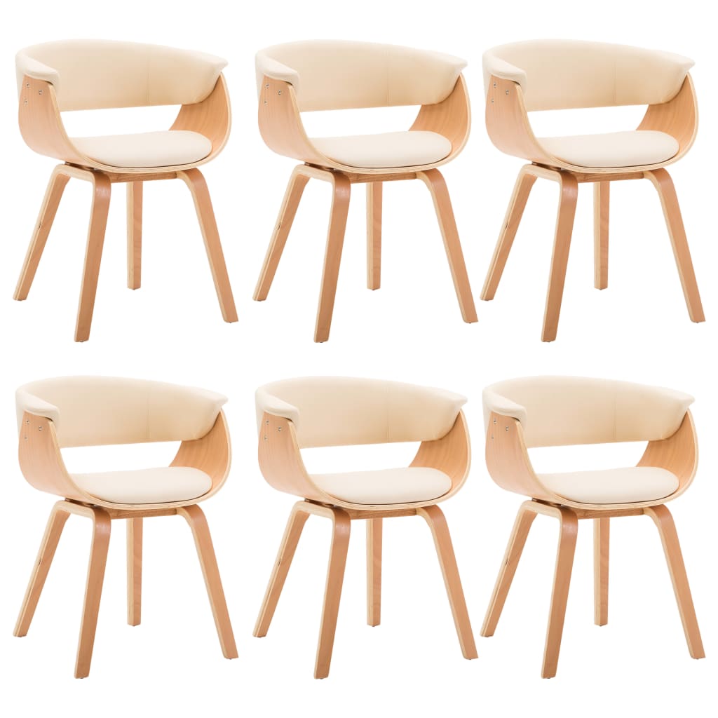 Sedie da Pranzo 6 pz Crema in Legno Piegato e Similpelle | homemem39
