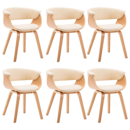 Sedie da Pranzo 6 pz Crema in Legno Piegato e Similpelle | homemem39