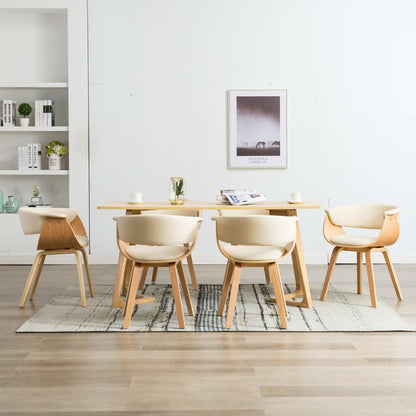 Sedie da Pranzo 6 pz Crema in Legno Piegato e Similpelle | homemem39