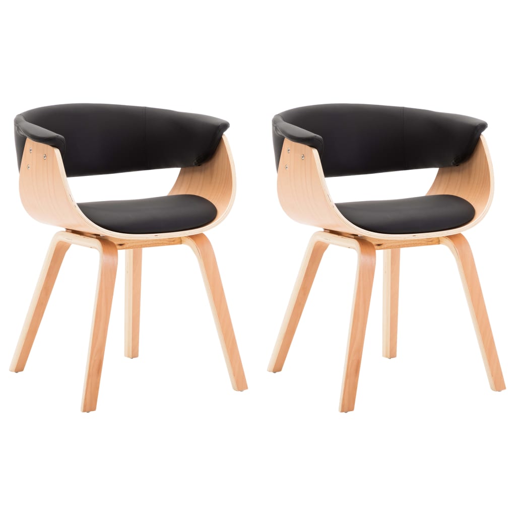 Sedie da Pranzo 2 pz Nere in Legno Curvato e Similpelle | homemem39