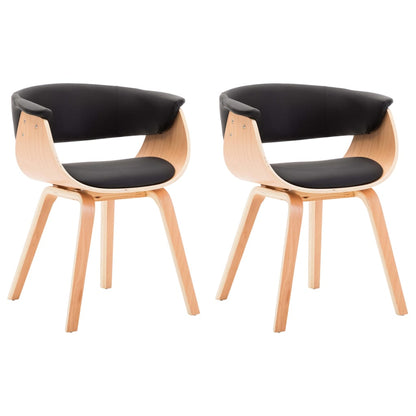 Sedie da Pranzo 2 pz Nere in Legno Curvato e Similpelle | homemem39