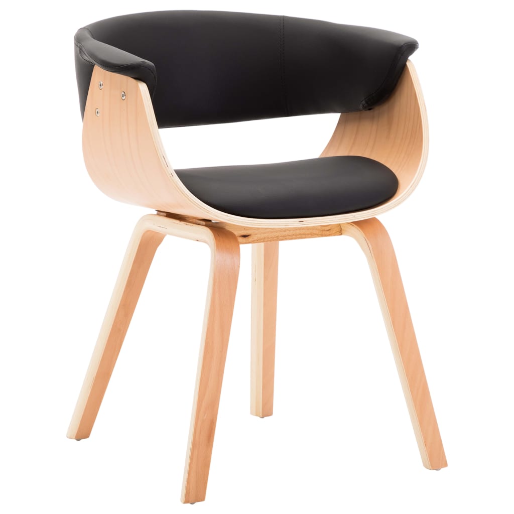 Sedie da Pranzo 2 pz Nere in Legno Curvato e Similpelle | homemem39