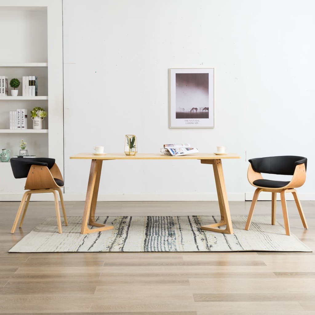 Sedie da Pranzo 2 pz Nere in Legno Curvato e Similpelle | homemem39