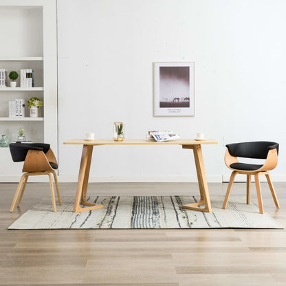 Sedie da Pranzo 2 pz Nere in Legno Curvato e Similpelle | homemem39