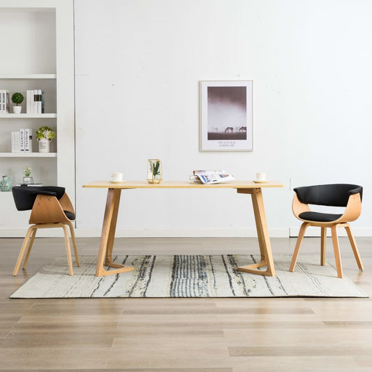 Sedie da Pranzo 2 pz Nere in Legno Curvato e Similpelle | homemem39