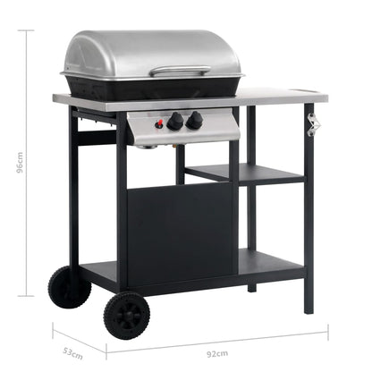 Barbecue e Griglia a Gas a 3 Ripiani Tavolinetto Nero e Argento - homemem39