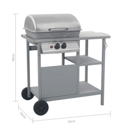 Barbecue e Griglia a Gas con 3 Ripiani e Tavolinetto Argento - homemem39