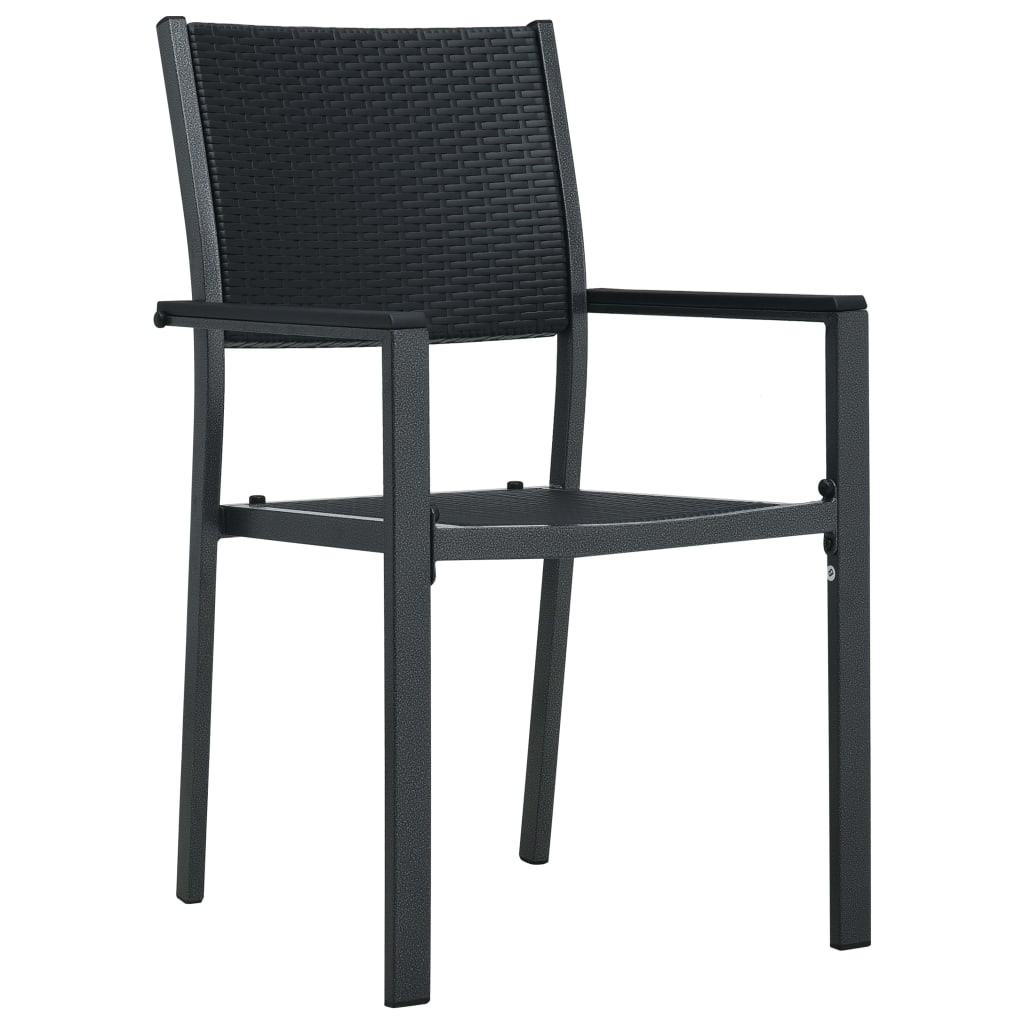 Sedie da Giardino 2 pz Nere in Plastica Stile Rattan | homemem39