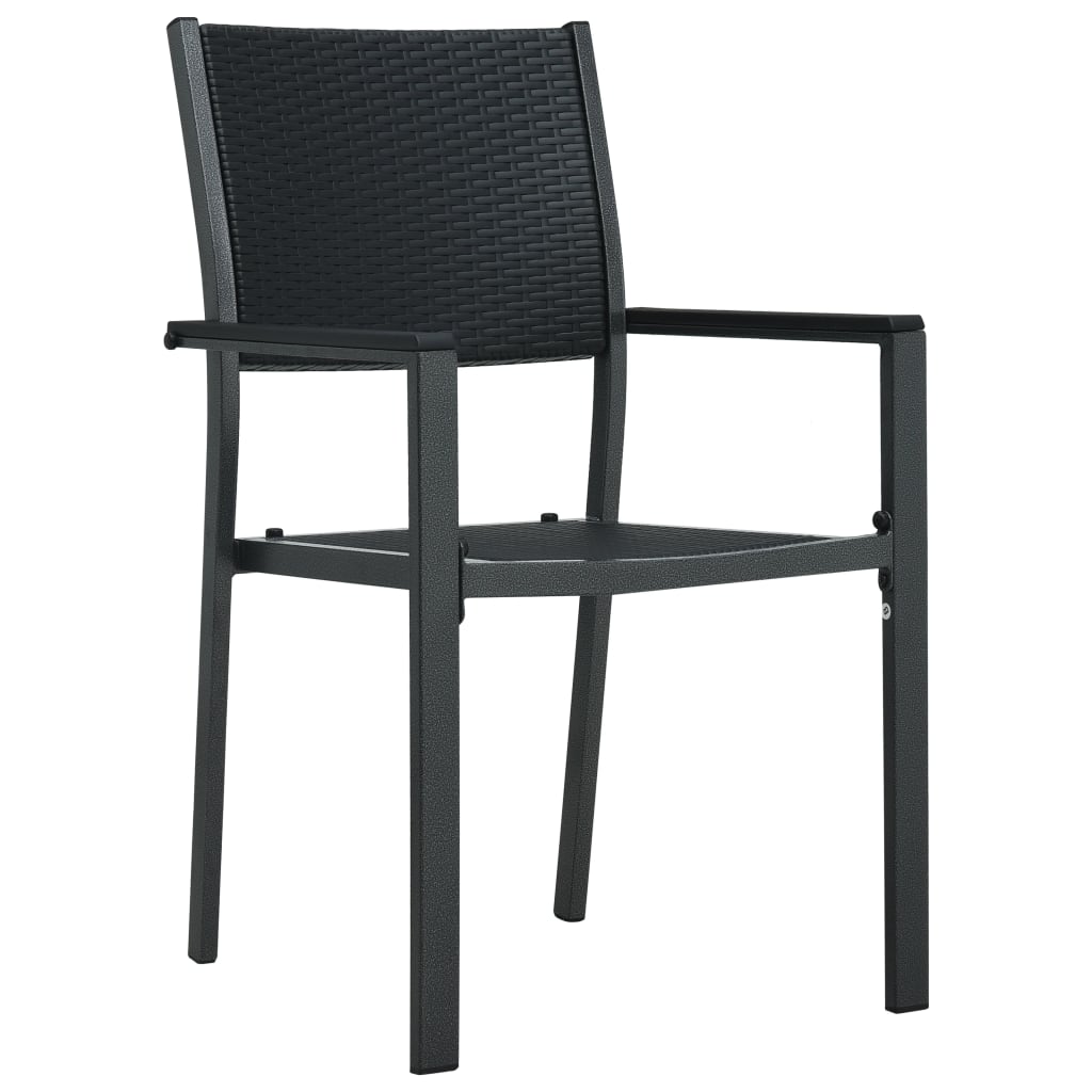 Sedie da Giardino 4 pz Nere in Plastica Stile Rattan | homemem39