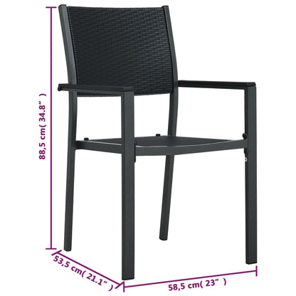 Sedie da Giardino 4 pz Nere in Plastica Stile Rattan | homemem39