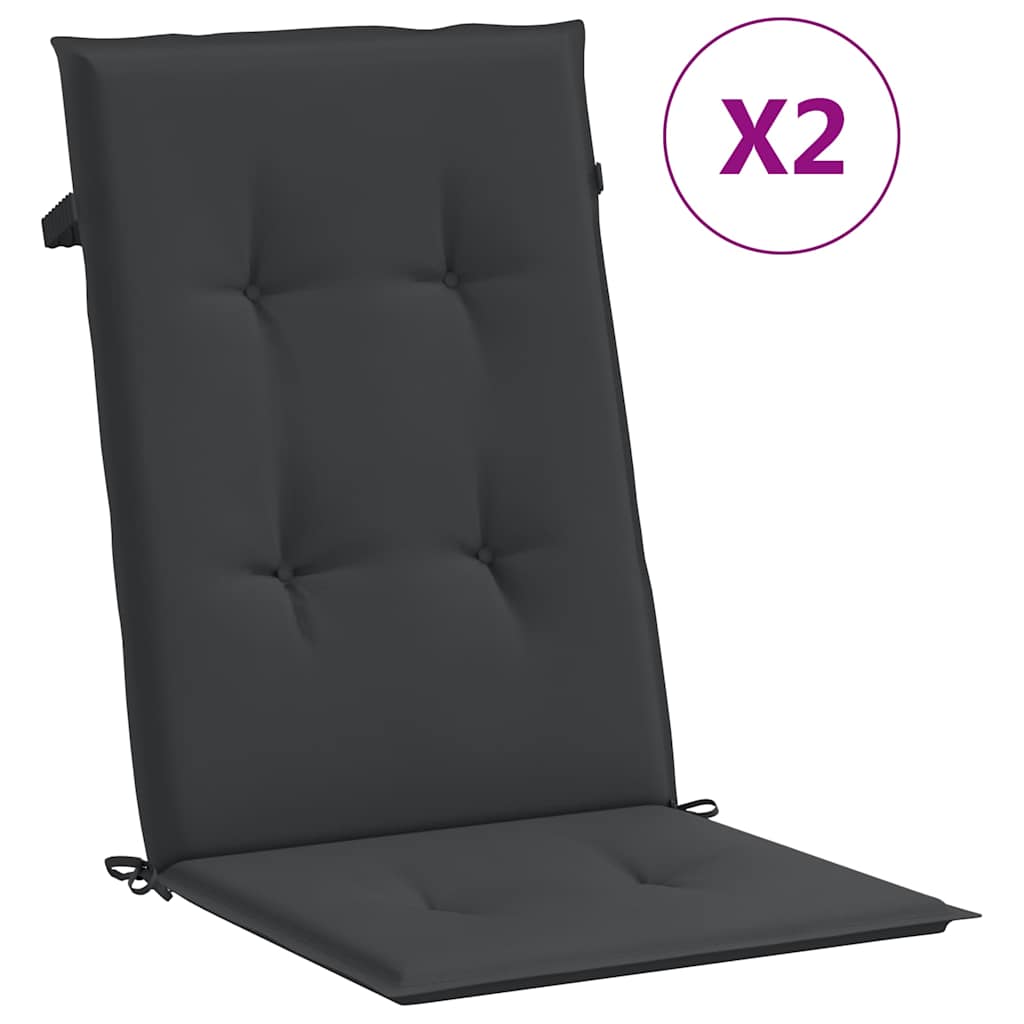 Cuscini per Sedie 2 pz Neri 120x50x3 cm in Tessuto