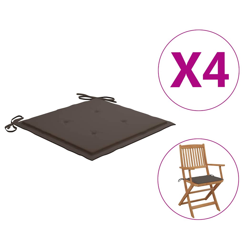 Cuscini per Sedie da Giardino 4 pz Tortora 40x40x3 cm in Oxford | homemem39