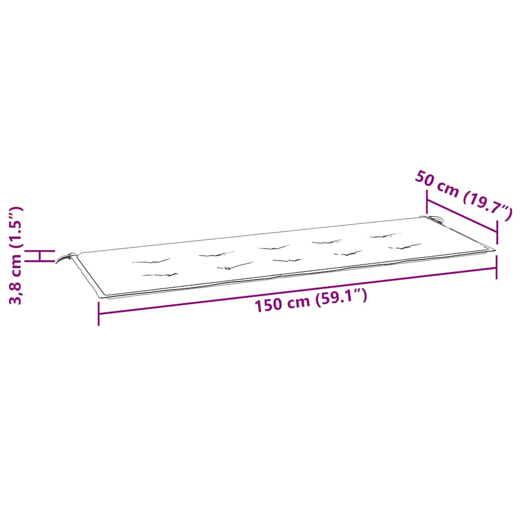 Cuscino per Panca Nero 150x50x3 cm in Tessuto Oxford | homemem39