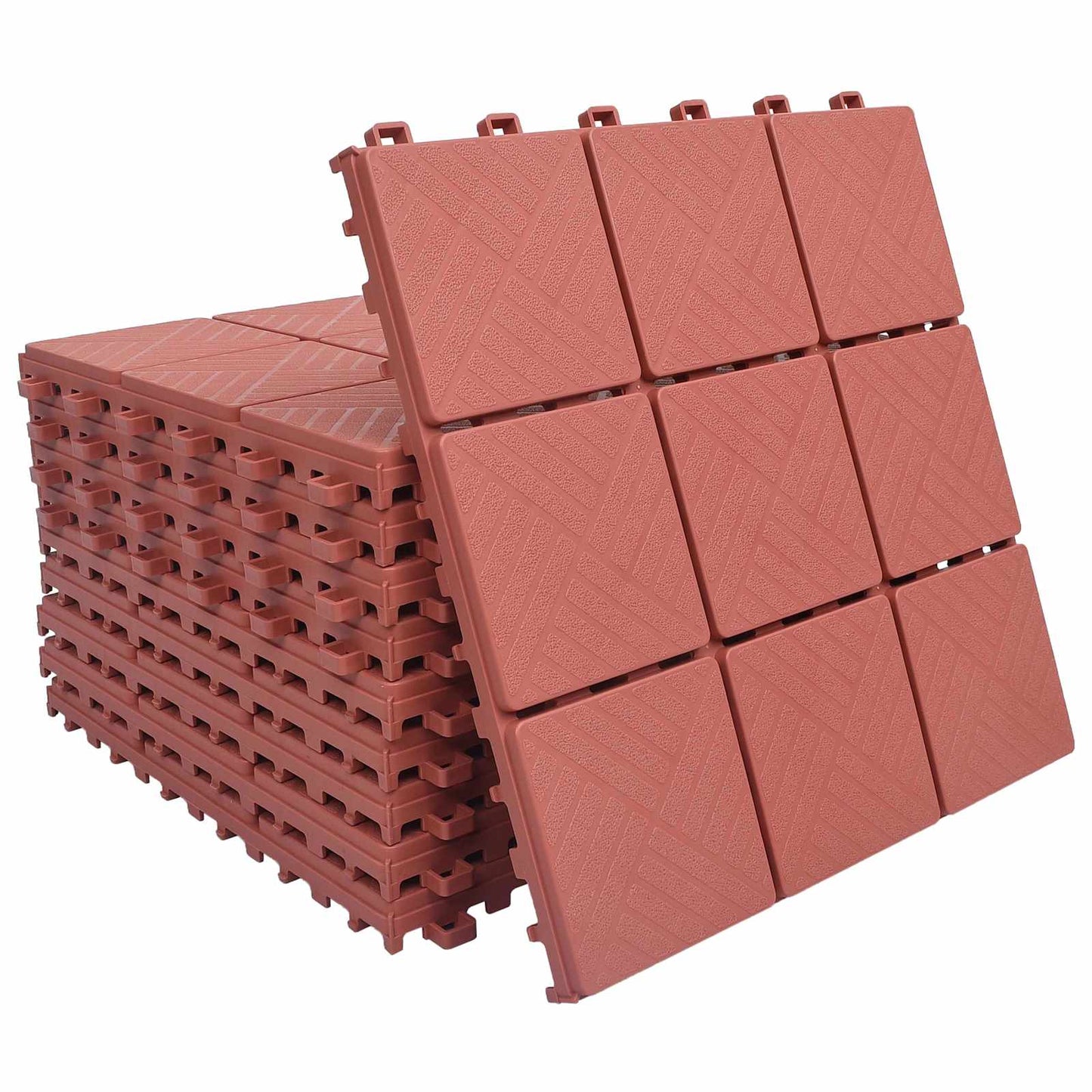 Piastrella per Decking 10 pcs Rosso 30,5 x 30,5 x 2,2 cm | homemem39