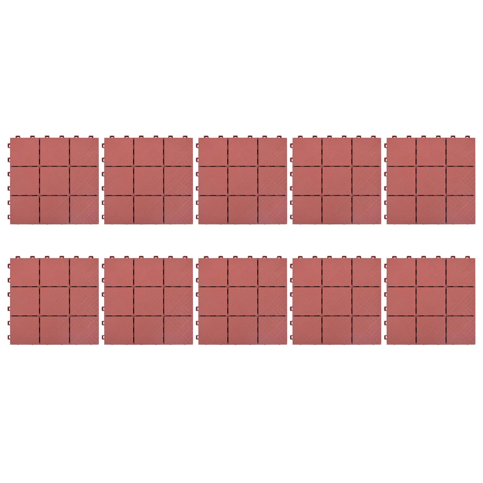 Piastrella per Decking 10 pcs Rosso 30,5 x 30,5 x 2,2 cm | homemem39