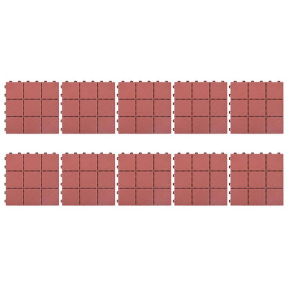 Piastrella per Decking 10 pcs Rosso 30,5 x 30,5 x 2,2 cm | homemem39