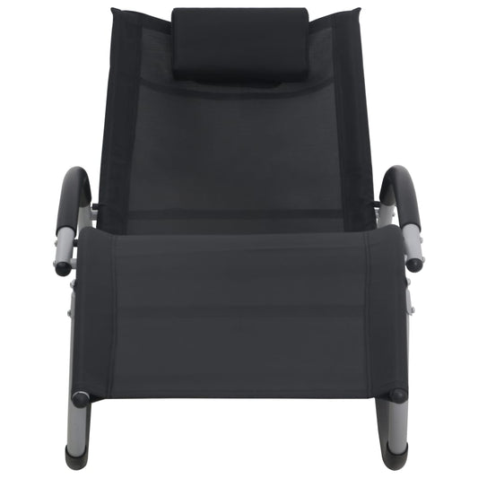Lettino Prendisole con Cuscino Nero in Textilene - homemem39
