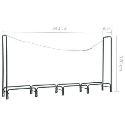 Rastrelliera per Legna da Ardere Antracite 240x35x120cm Acciaio