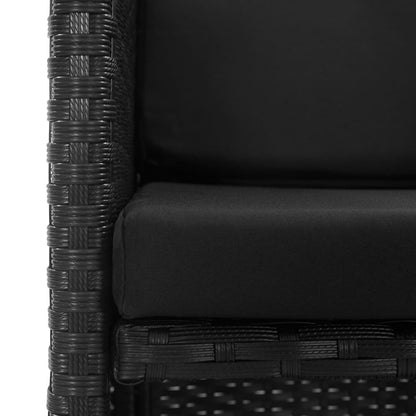 Set da Pranzo da Giardino 9 pz con Cuscini in Polyrattan Nero - homemem39