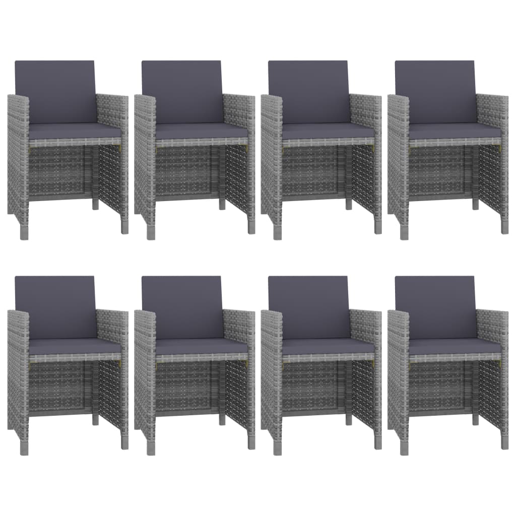 Set da Pranzo da Giardino 9 pz e Cuscini Polyrattan Antracite | homemem39