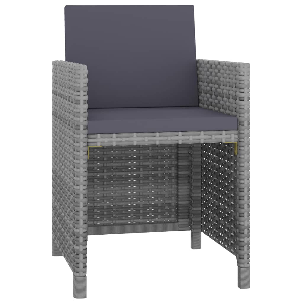 Set da Pranzo da Giardino 9 pz e Cuscini Polyrattan Antracite | homemem39