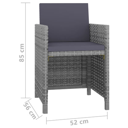 Set da Pranzo da Giardino 9 pz e Cuscini Polyrattan Antracite | homemem39