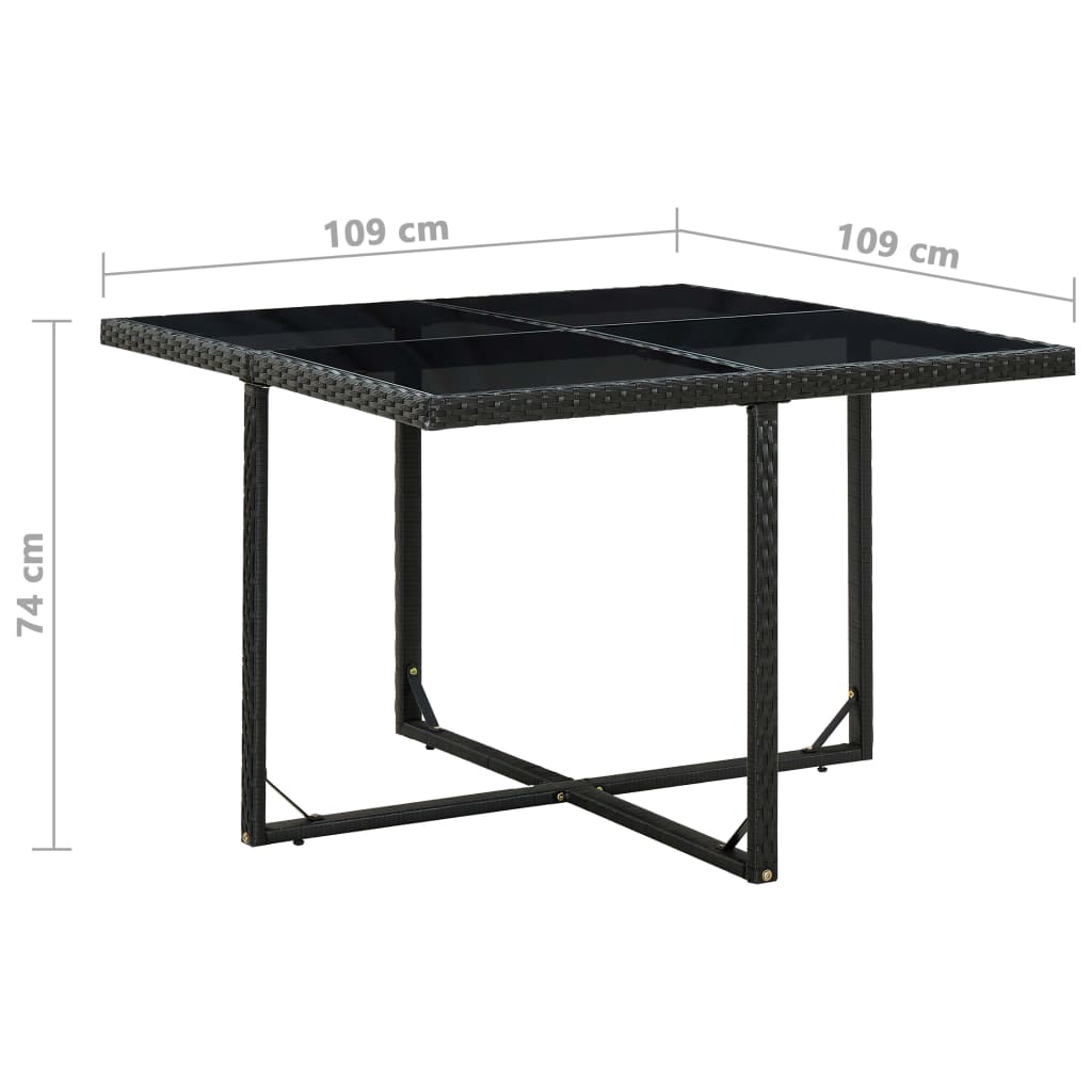 Set da Pranzo da Giardino 9 pz con Cuscini in Polyrattan Nero | homemem39