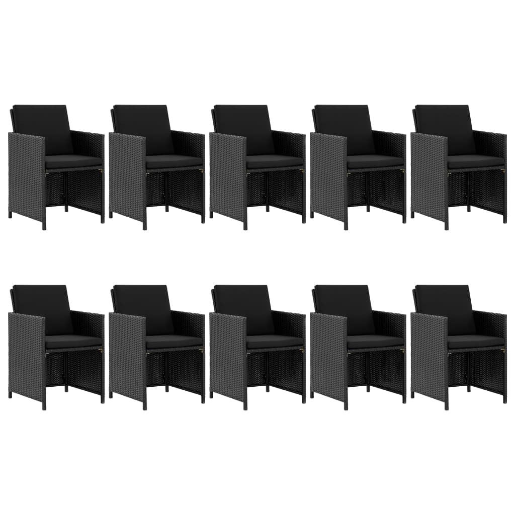 Set da Pranzo da Giardino 11 pz con Cuscini in Polyrattan Nero | homemem39