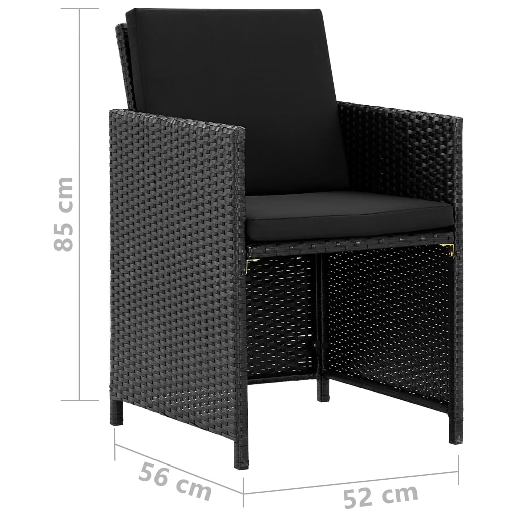 Set da Pranzo da Giardino 11 pz con Cuscini in Polyrattan Nero | homemem39