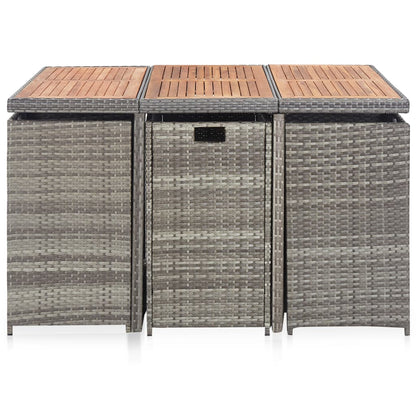 Set da Pranzo da Giardino 11 pz con Cuscini Polyrattan Grigio - homemem39