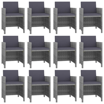 Set da Pranzo da Giardino 13 pz e Cuscini Polyrattan Antracite | homemem39