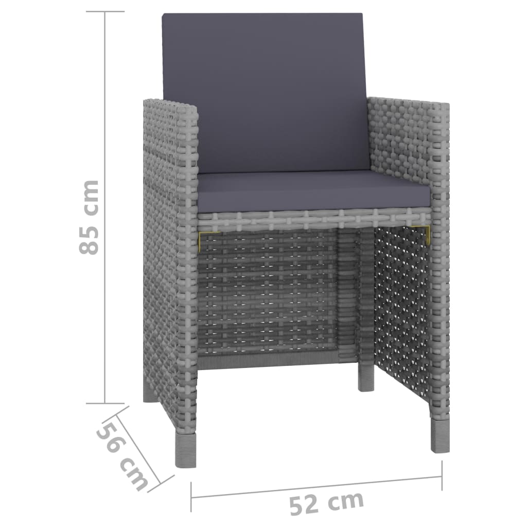 Set da Pranzo da Giardino 13 pz e Cuscini Polyrattan Antracite | homemem39