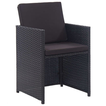Set da Pranzo da Giardino 13 pz con Cuscini in Polyrattan Nero | homemem39