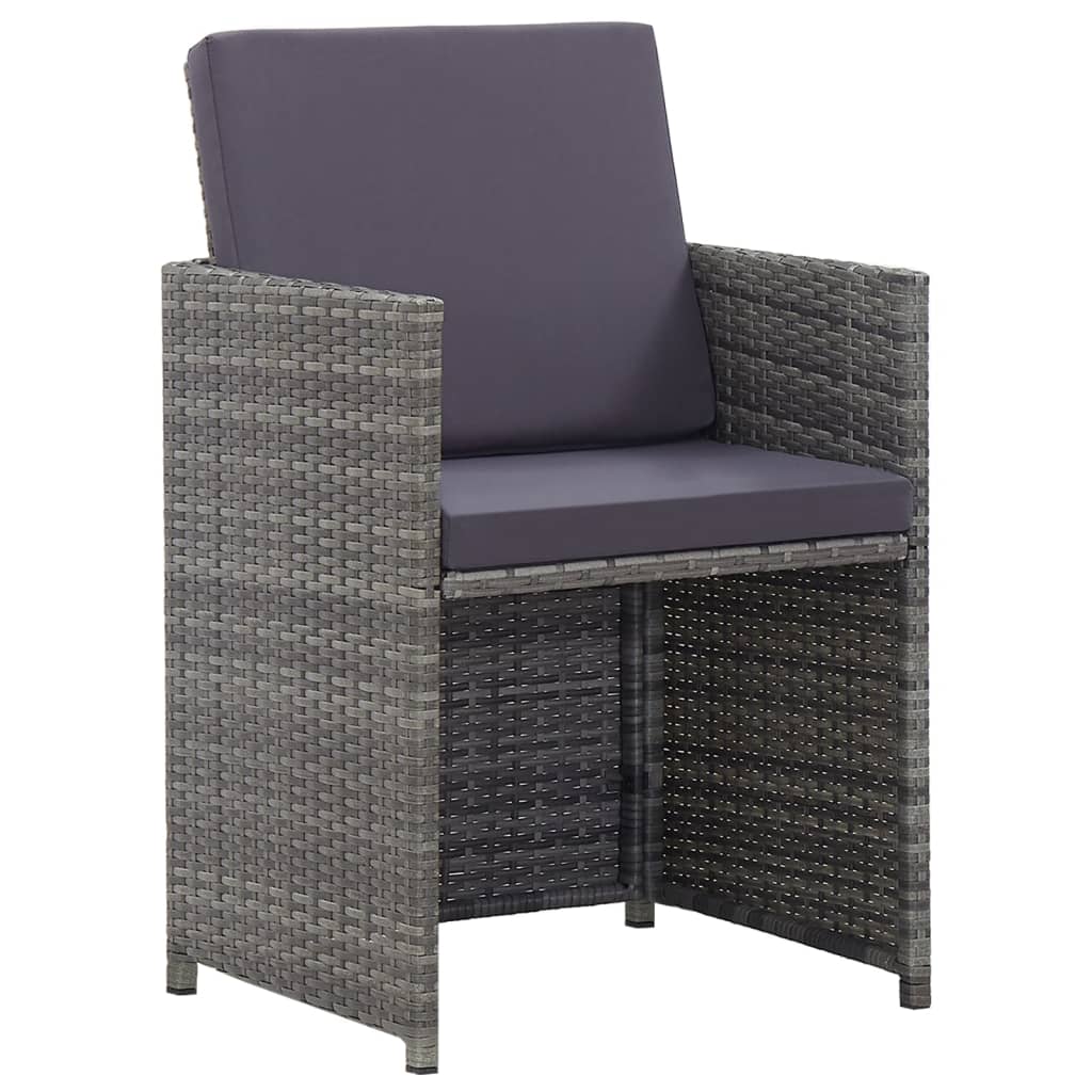 Set da Pranzo da Giardino 13 pz e Cuscini Polyrattan Antracite - homemem39