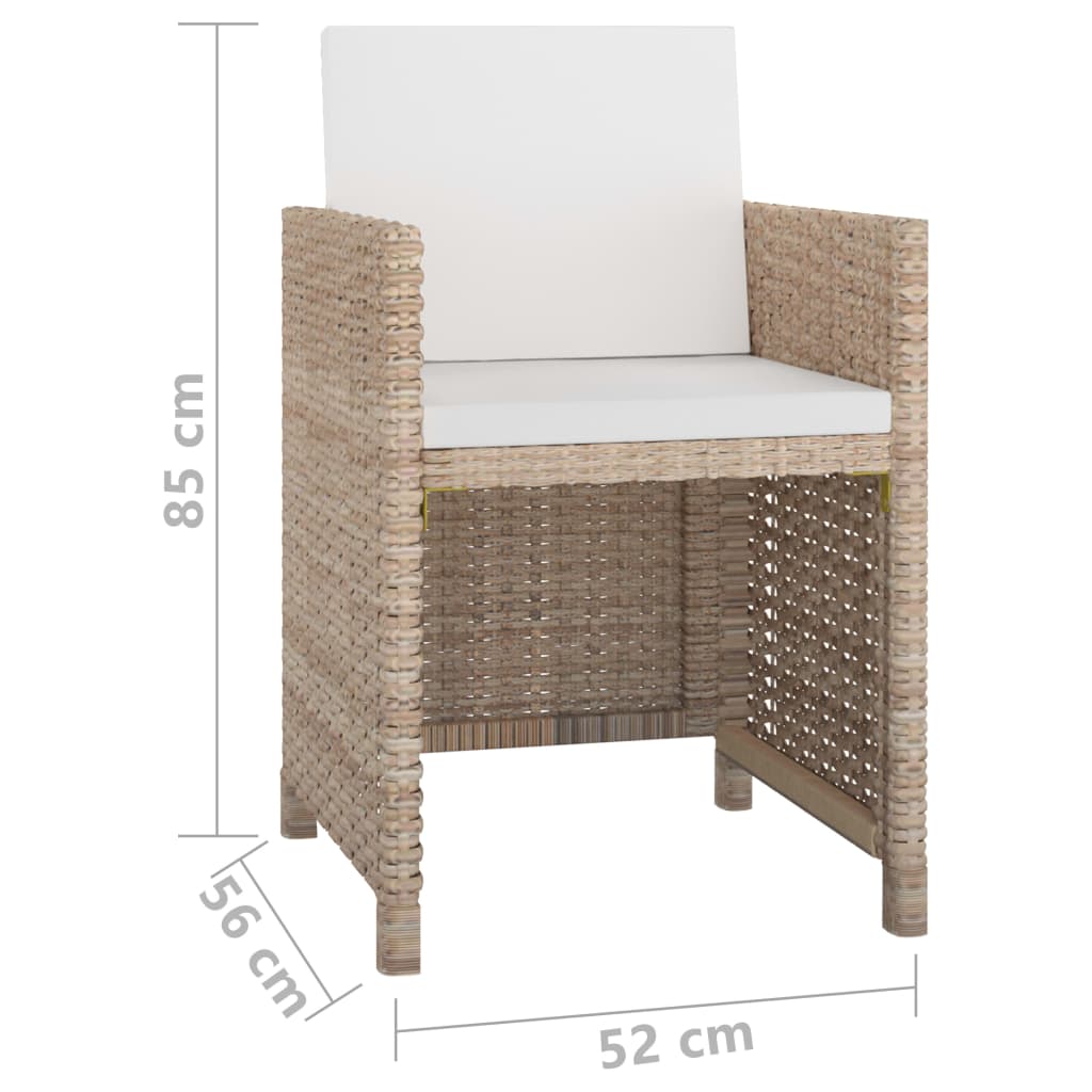 Set da Pranzo da Giardino 5 pz con Cuscini in Polyrattan Beige | homemem39