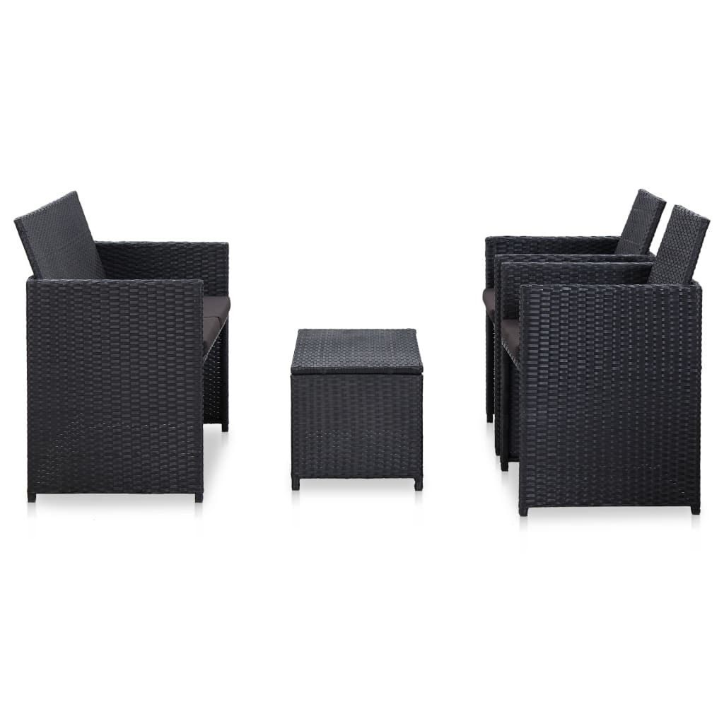 Set Divani da Giardino 4 pz con Cuscini in Polyrattan Nero | homemem39