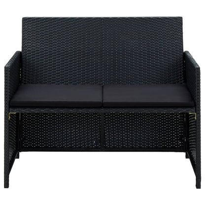 Set Divani da Giardino 4 pz con Cuscini in Polyrattan Nero | homemem39