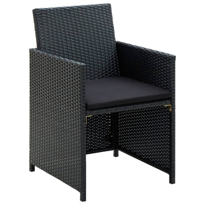 Set Divani da Giardino 4 pz con Cuscini in Polyrattan Nero | homemem39