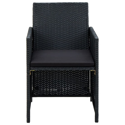 Set Divani da Giardino 4 pz con Cuscini in Polyrattan Nero | homemem39