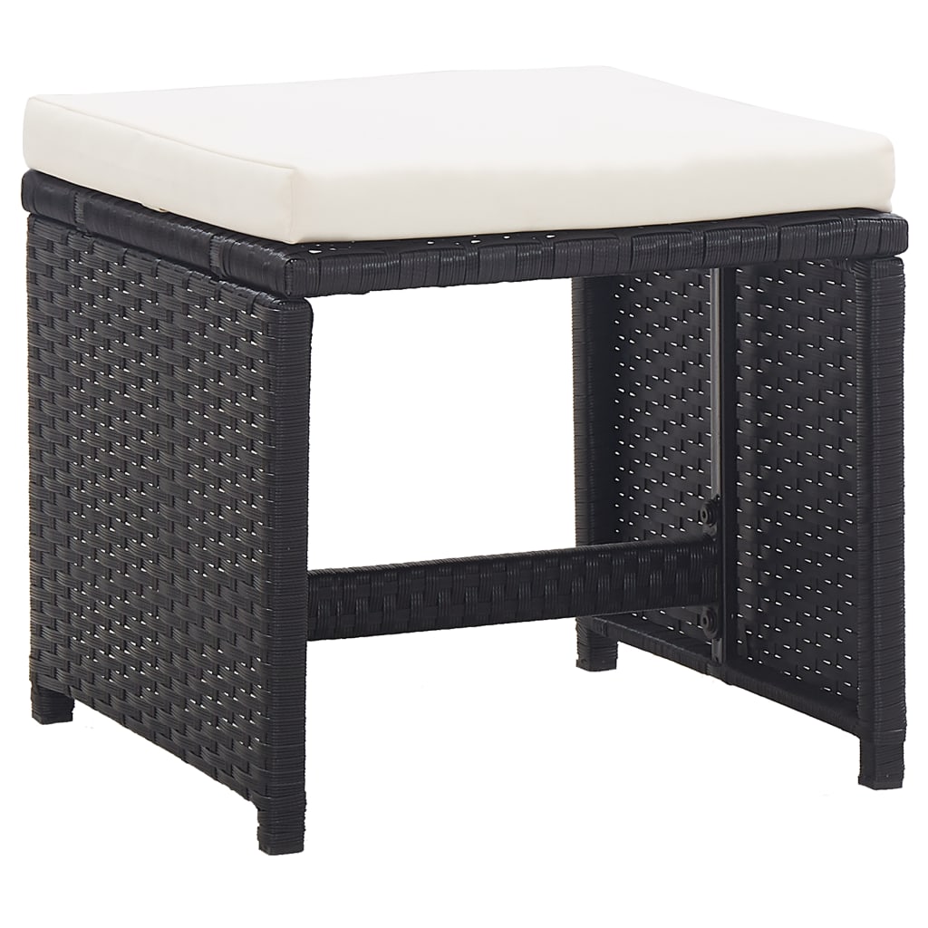 Sgabelli da Giardino 2 pz con Cuscini in Polyrattan Nero - homemem39