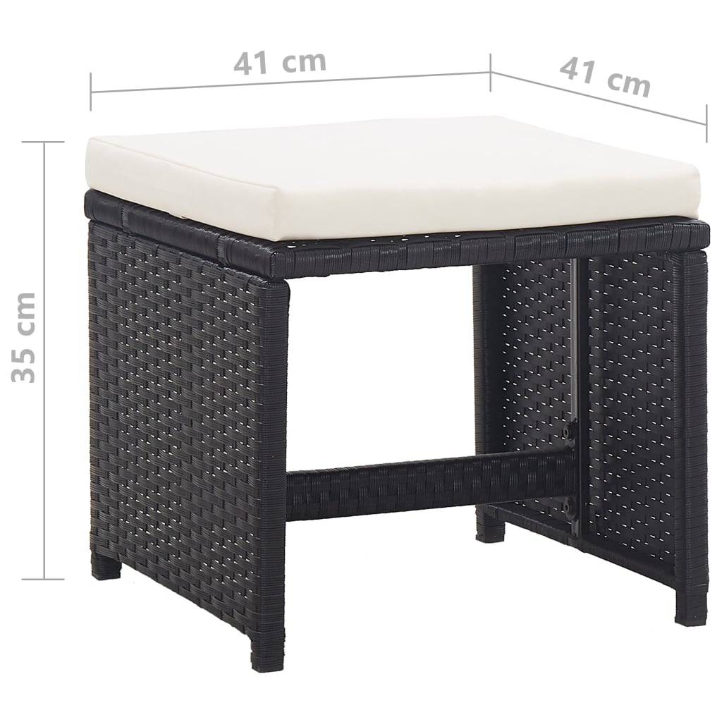 Sgabelli da Giardino 2 pz con Cuscini in Polyrattan Nero - homemem39