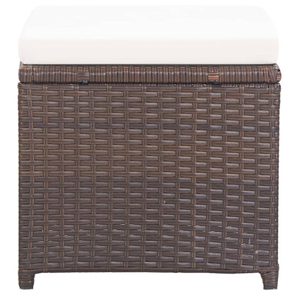 Sgabelli da Giardino 2 pz con Cuscini in Polyrattan Marrone | homemem39